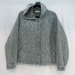 Jane + Delancey Snap Up Jacket with Hood Heavyweight Green Women’s Size Medium